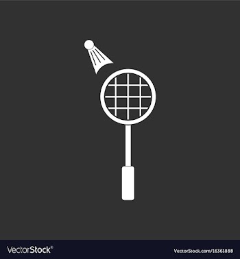 White icon on black background kids badminton vector image