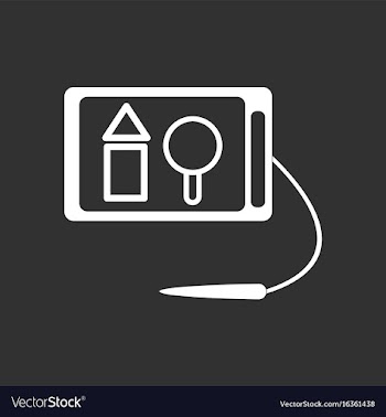 White icon on black background kids drawing board vector image