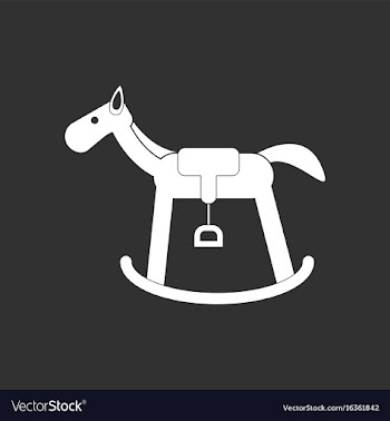 White icon on black background kids rocking horse vector image