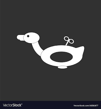 White icon on black background kids toy duck vector image