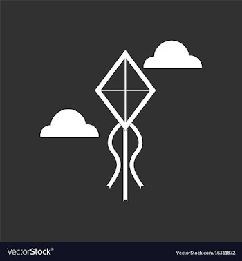 White icon on black background kids toy kite vector image
