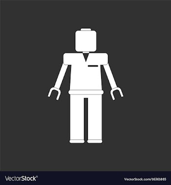 White icon on black background kids toy robot vector image