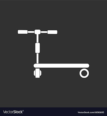 White icon on black background kids toy scooter vector image
