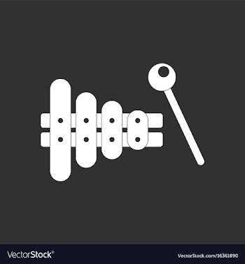 White icon on black background kids toy xylophone vector image