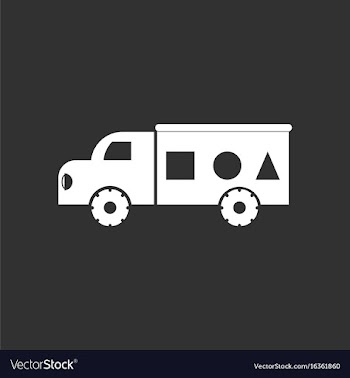 White icon on black background kids truck vector image