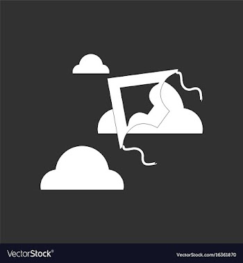 White icon on black background kite in the sky vector image