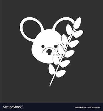 White icon on black background koala and plant vector image