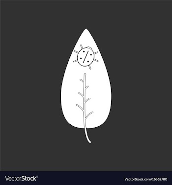 White icon on black background leaf and ladybug vector image