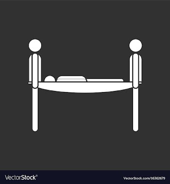 White icon on black background man on a stretcher vector image