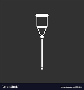 White icon on black background medical crutch vector image