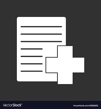 White icon on black background medical form with vector image