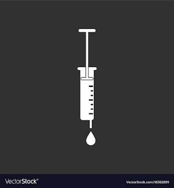 White icon on black background medical injection vector image