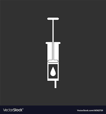 White icon on black background medical injection vector image