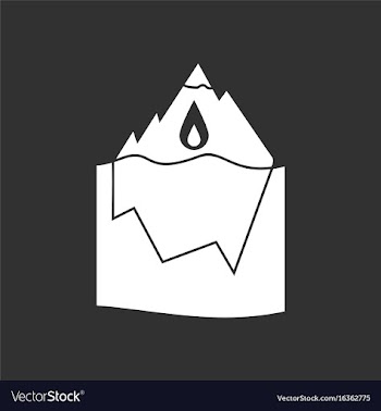 White icon on black background melted ice berg vector image
