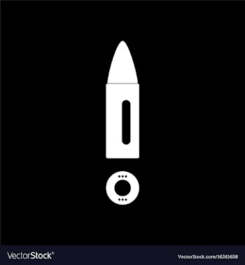White icon on black background military bullet vector image