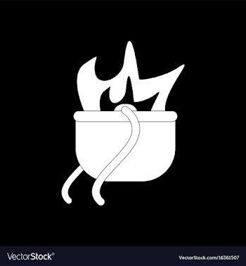 White icon on black background military cauldron vector image