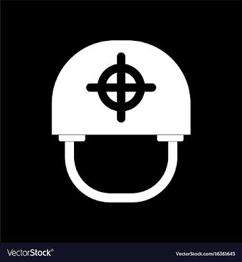 White icon on black background military helmet vector image
