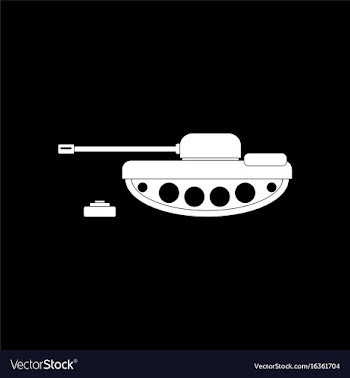 White icon on black background military tank and vector image