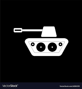 White icon on black background military tank vector image