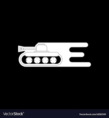White icon on black background military tank with vector image