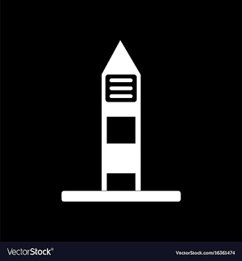 White icon on black background military watchtower vector image