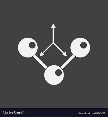White icon on black background molecule and arrows vector image