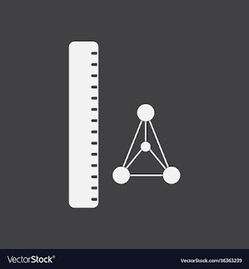 White icon on black background molecules and ruler vector image
