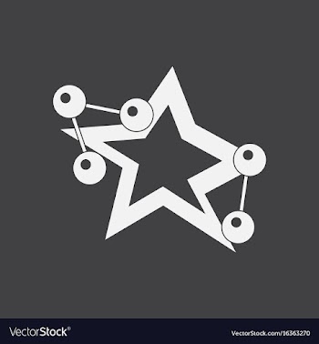 White icon on black background molecules and star vector image