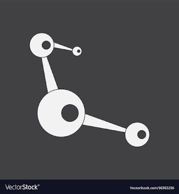 White icon on black background molecules scheme vector image