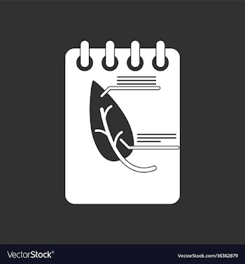 White icon on black background notebook and leaf vector image