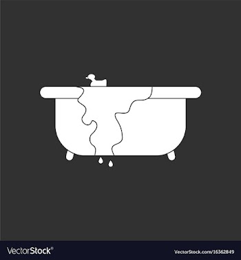 White icon on black background overflowing bathtub vector image
