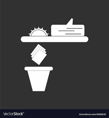 White icon on black background paper and trash vector image