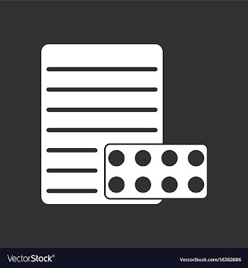 White icon on black background pills and a vector image