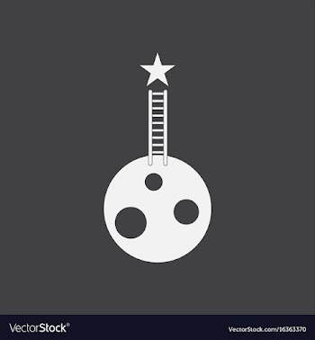 White icon on black background planet and ladder vector image