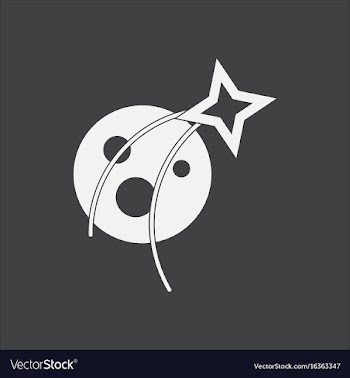 White icon on black background planet and star vector image