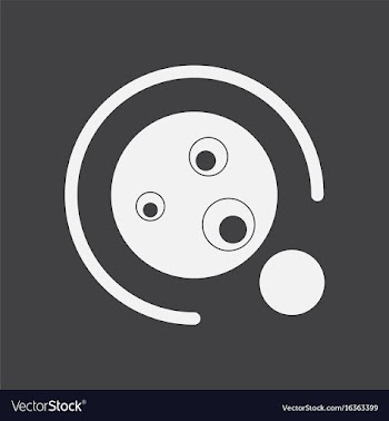 White icon on black background planet orbit and vector image