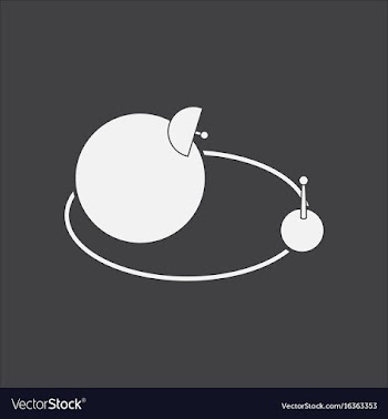 White icon on black background planets and moon vector image