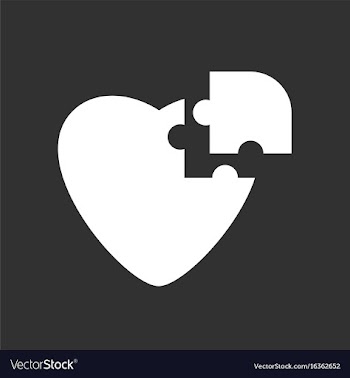 White icon on black background puzzle heart vector image