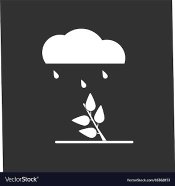 White icon on black background rain and bush vector image