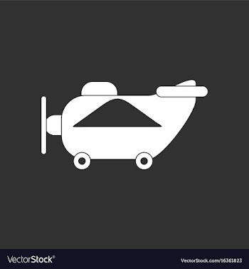 White icon on black background retro plane toy vector image