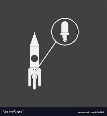 White icon on black background rocket and engine vector image