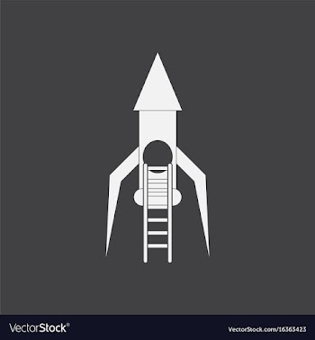 White icon on black background rocket and ladder vector image
