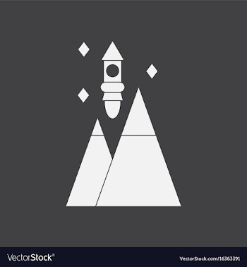 White icon on black background rocket and pyramids vector image