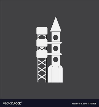 White icon on black background rocket station vector image