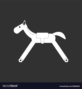 White icon on black background rocking horse vector image
