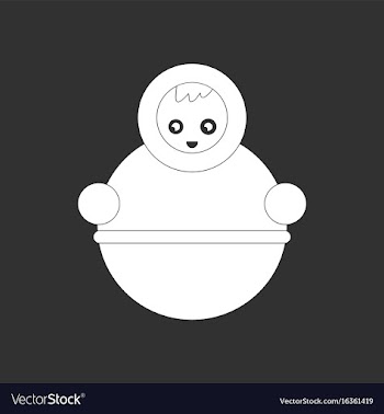 White icon on black background russian doll vector image