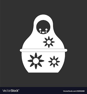 White icon on black background russian doll vector image