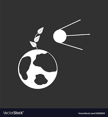 White icon on black background satellite and earth vector image