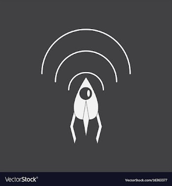 White icon on black background satellite and vector image
