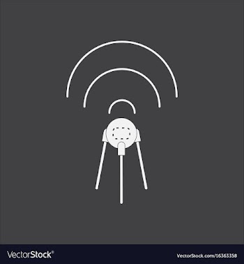 White icon on black background satellite and waves vector image